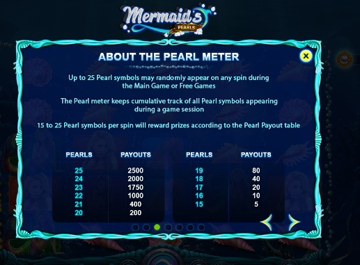 Mermaid's Pearl Payout screen