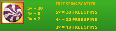 Free spins scatter symbol on Sweet success